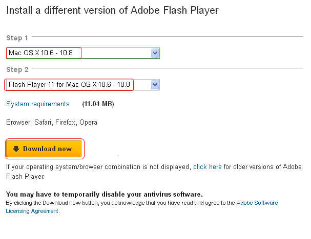 Select Adobe Flash Player Select Adobe Flash Player